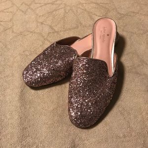 Kate Spade 8.5 rose gold pink glitter slip on
